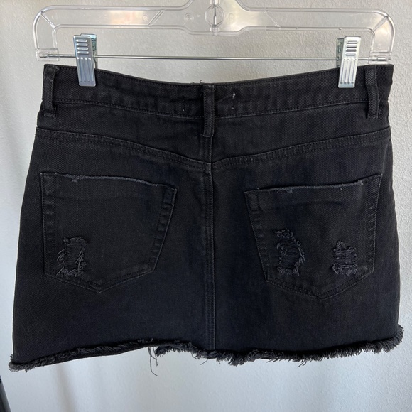 Forever21 Distressed Black Jean Skirt - Picture 2 of 2
